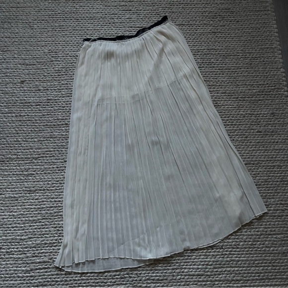 Enza Costa Cream Pleated Raw Hem Maxi Skirt - Picture 1 of 9